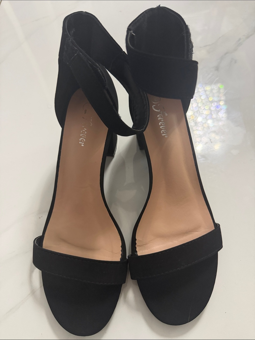 Black Open-Toe Ankle-Strap Heels for Women